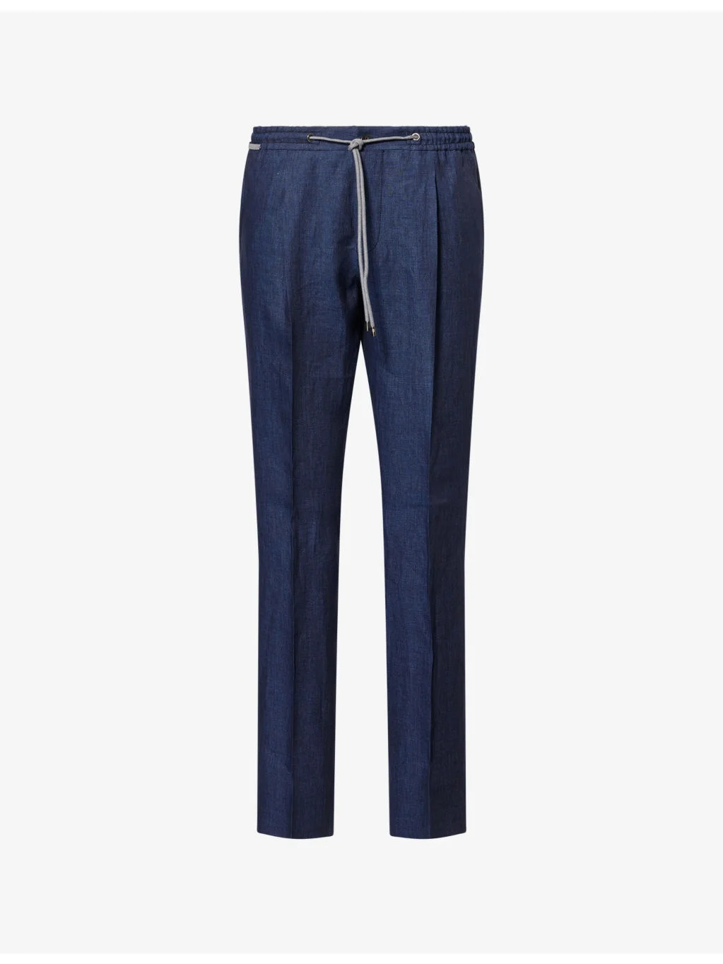 Straight-Leg Drawstring Linen Trousers - 1