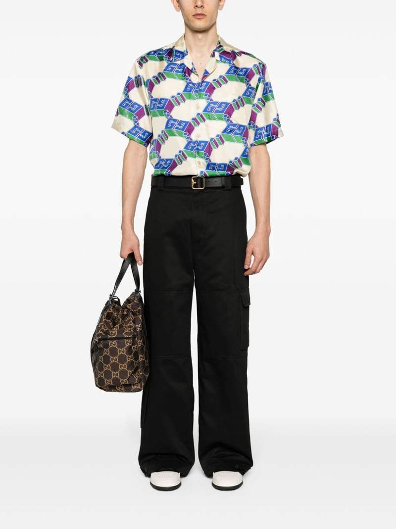 GUCCI logo-patch cotton cargo trousers outlook