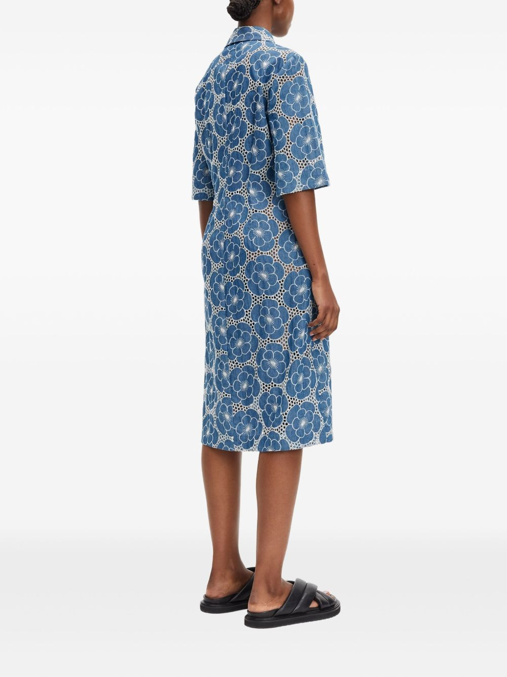 floral-print collared midi dress - 3