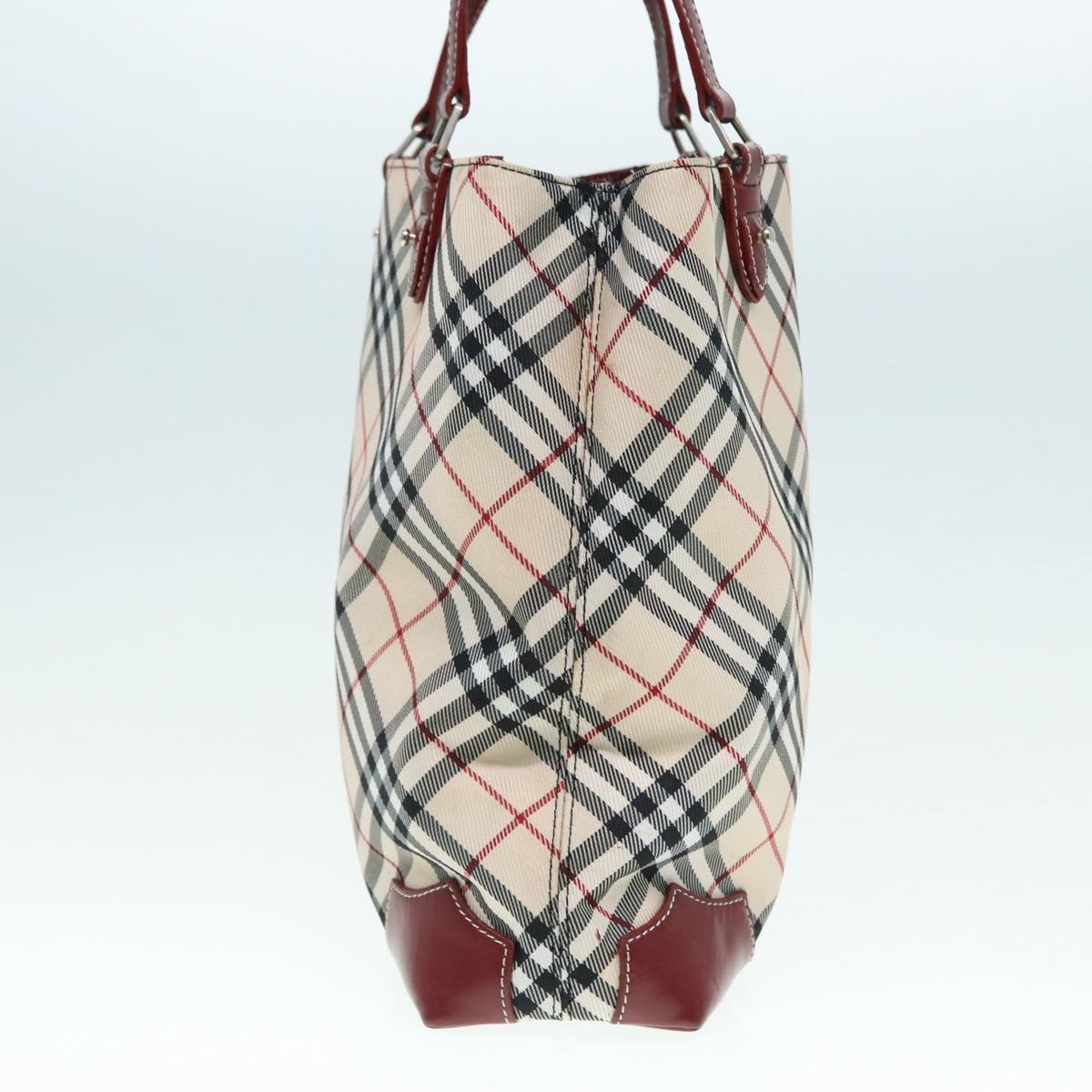 Burberry Nova Check Blue Label Hand Bag Nylon Beige Red - 4