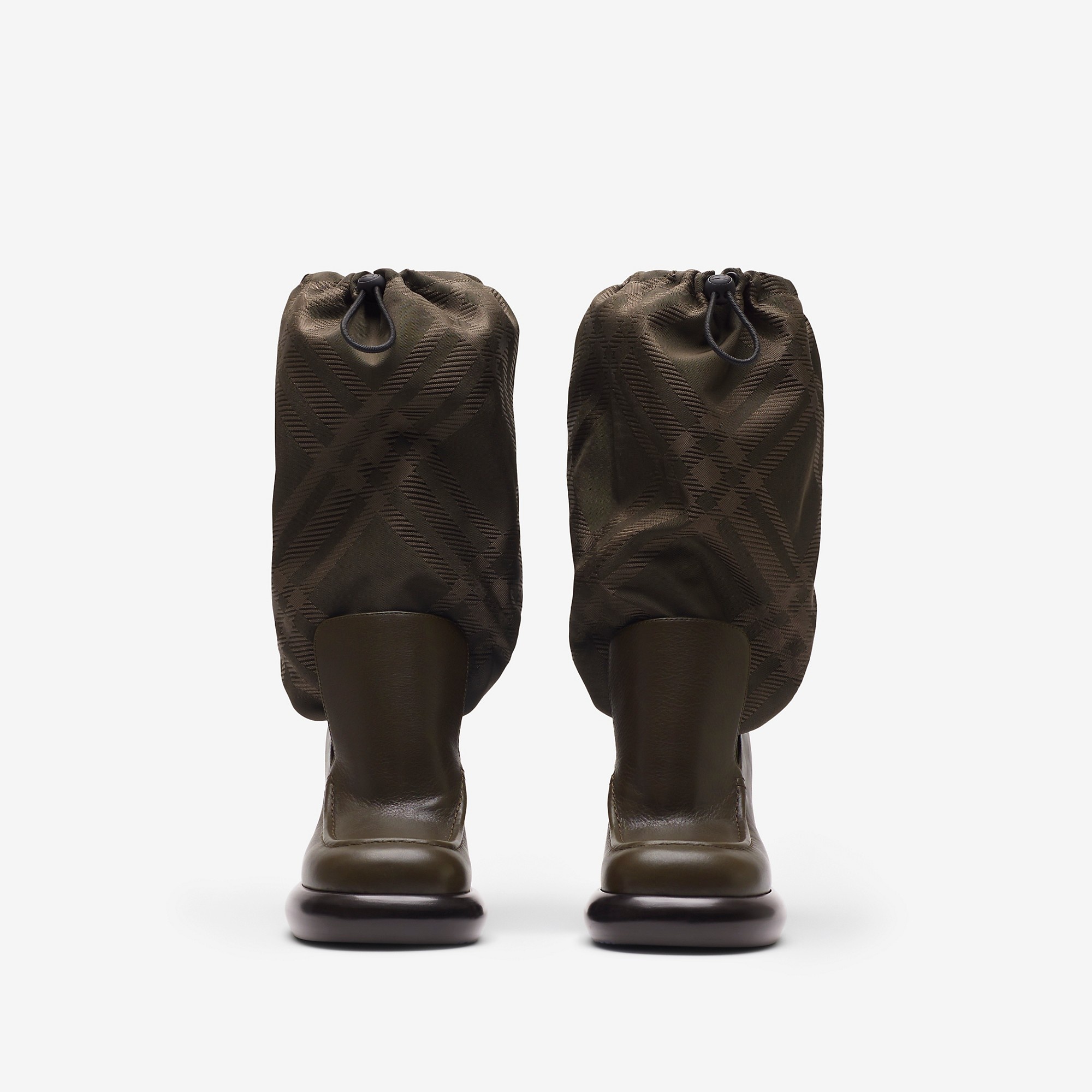 Leather and Nylon Blend Wedge Boots - 3