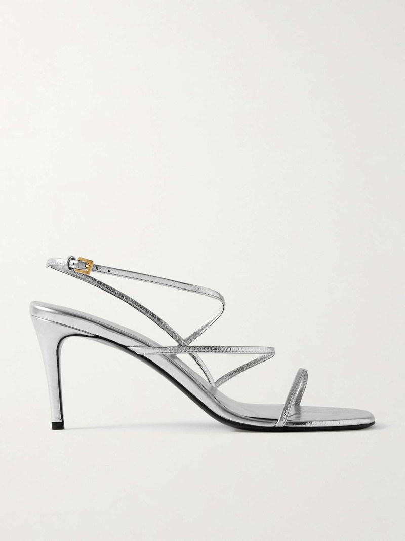 Loop metallic crinkled-leather sandals Silver - 1