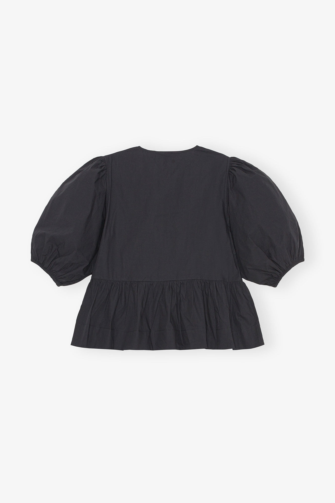 COTTON POPLIN PEPLUM TIE BLOUSE - 6