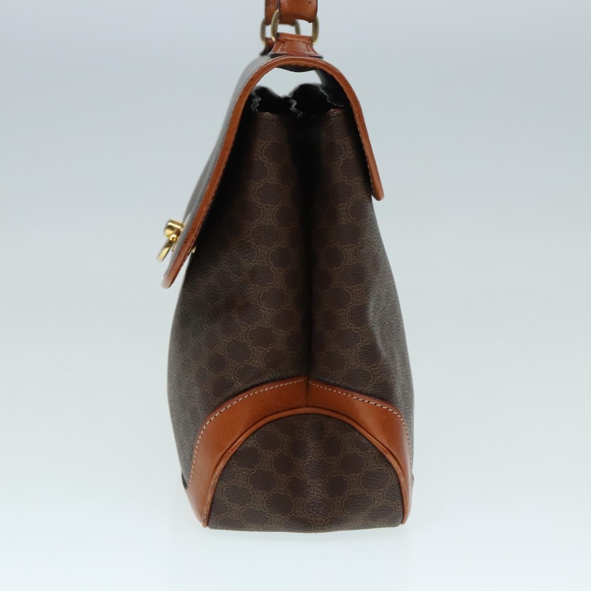 CELINE Macadam Canvas Hand Bag Pvc Leather Brown Gold - 3