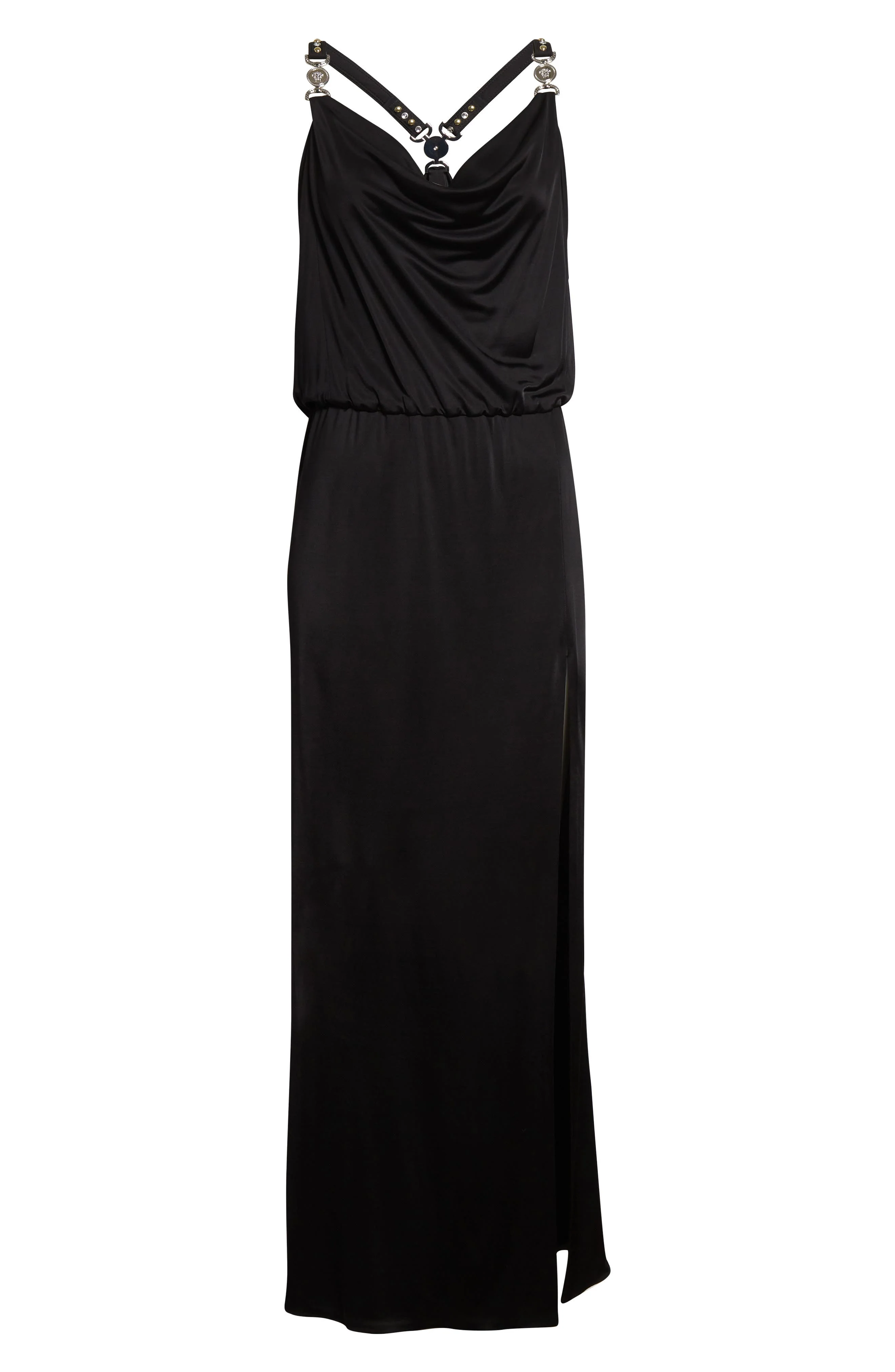 Versace Gathered Liquid Jersey Gown in Black at Nordstrom - 1