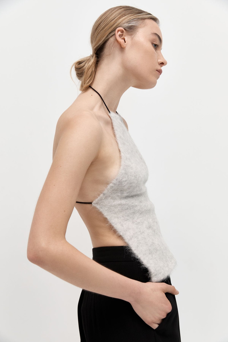 ST. AGNI Alpaca Halter Top - Light Grey outlook