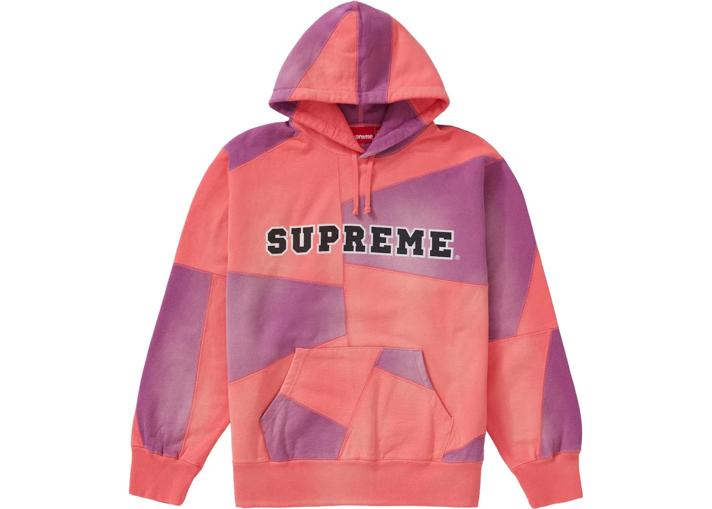 Supreme Patchwork Hooded Sweatshirt Bright Coral - 1