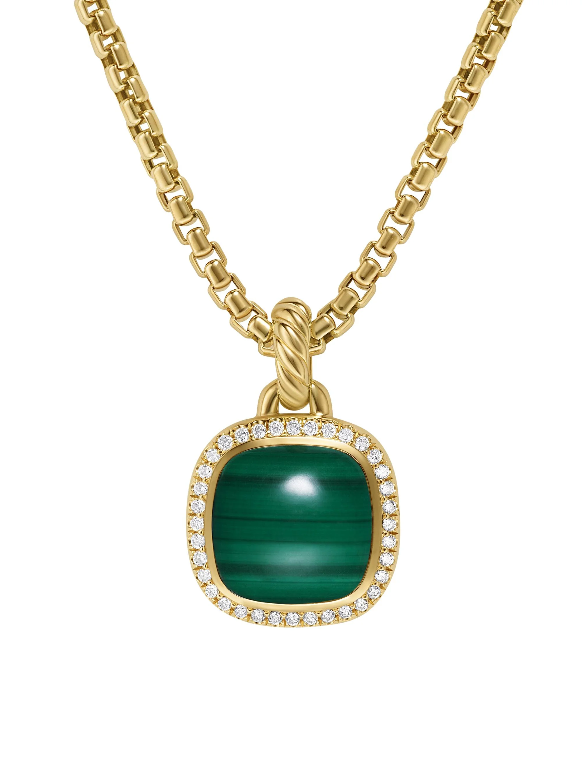 Women's Albion Pendant in 18K Yellow Gold - Malachite - 1