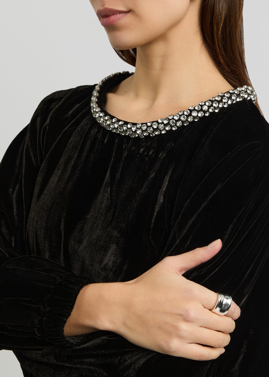Isabel Marant Beniga Embellished Velvet Midi Dress - 5