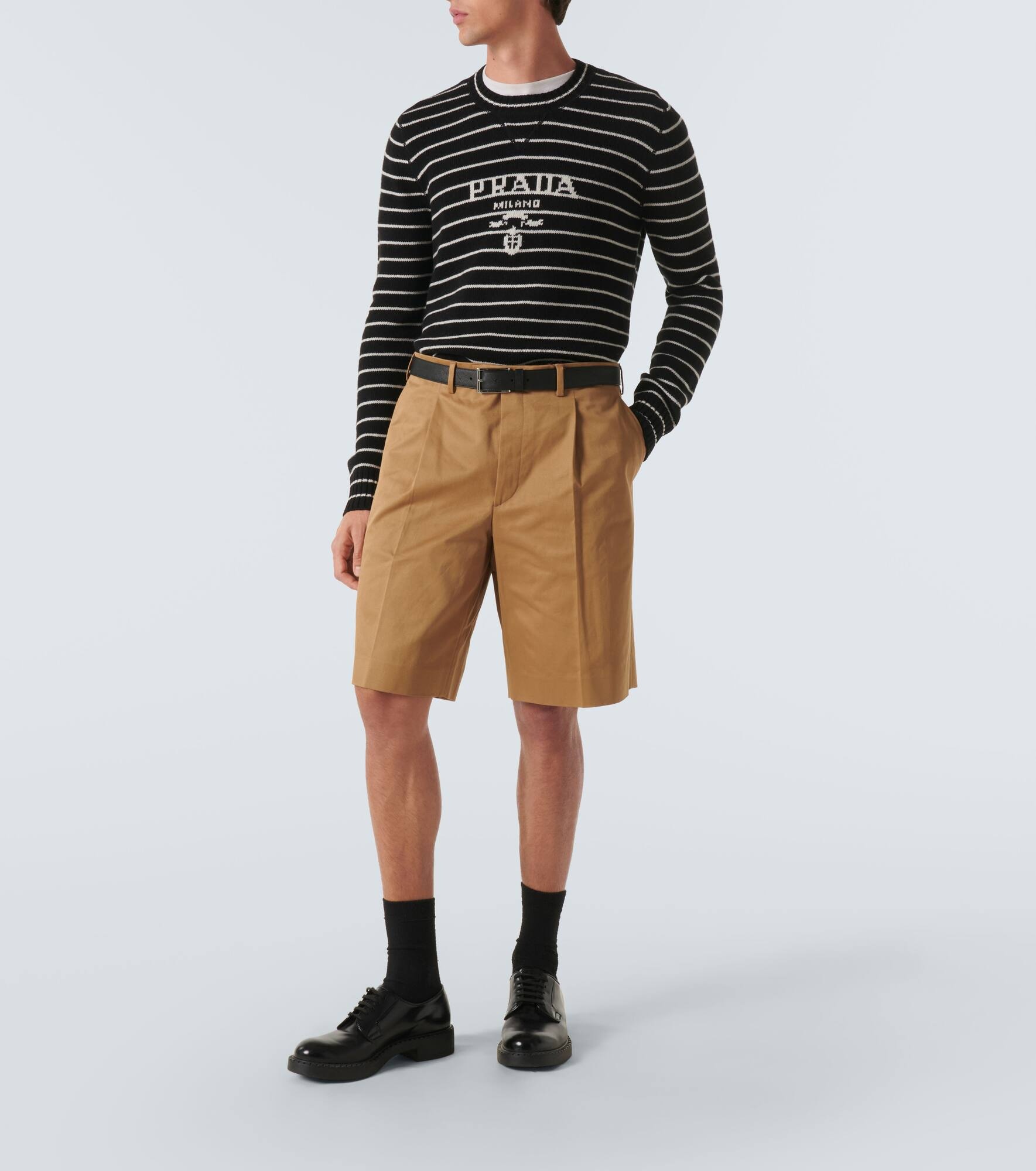 Pleated cotton-twill shorts - 2