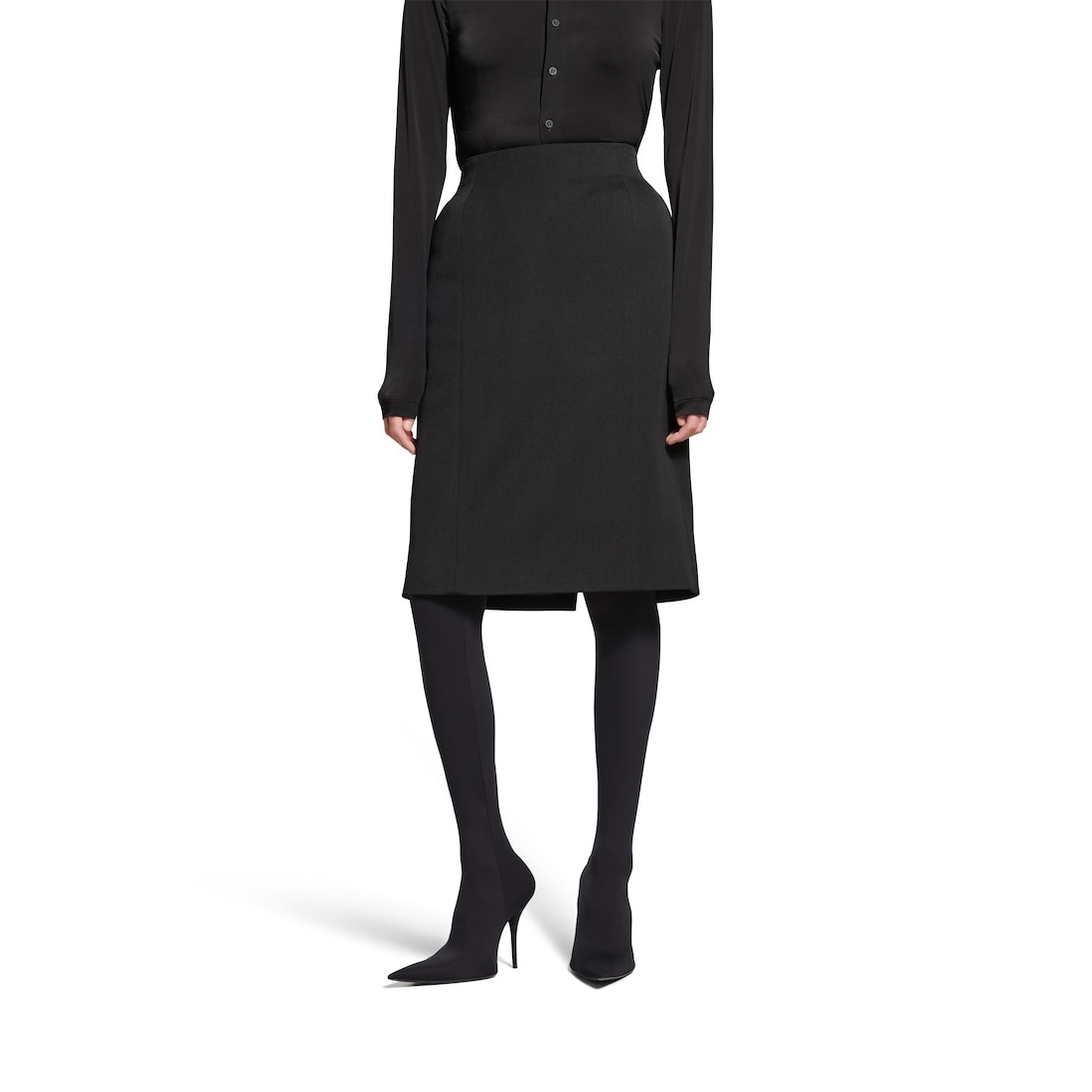 Women's Hourglass Midi Skirt in Black - 5