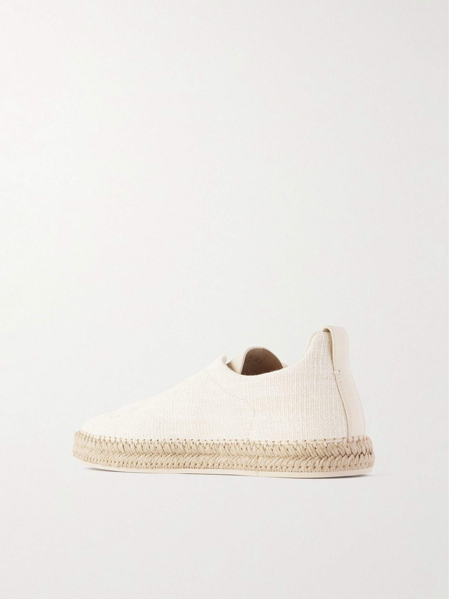Triple Stitch™ Leather-Trimmed Canvas Slip-On Sneakers Beige - 4