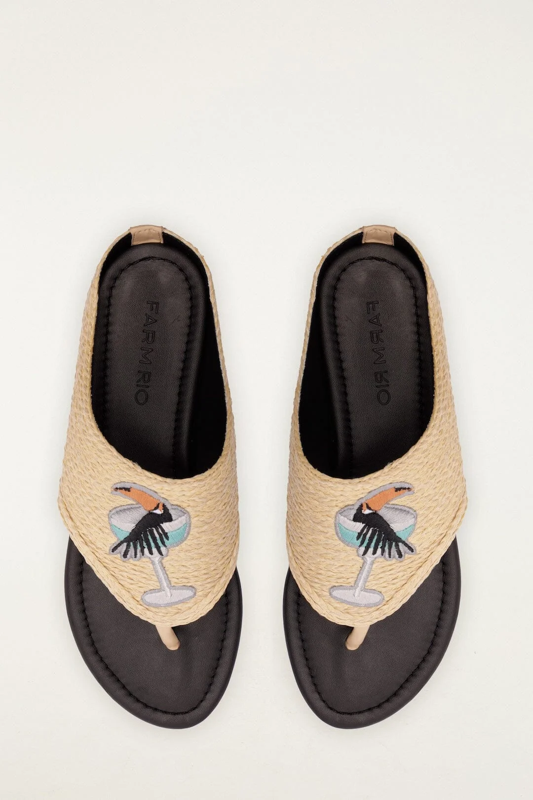 Raffia Embroidered Icons Flat Sandal - 1