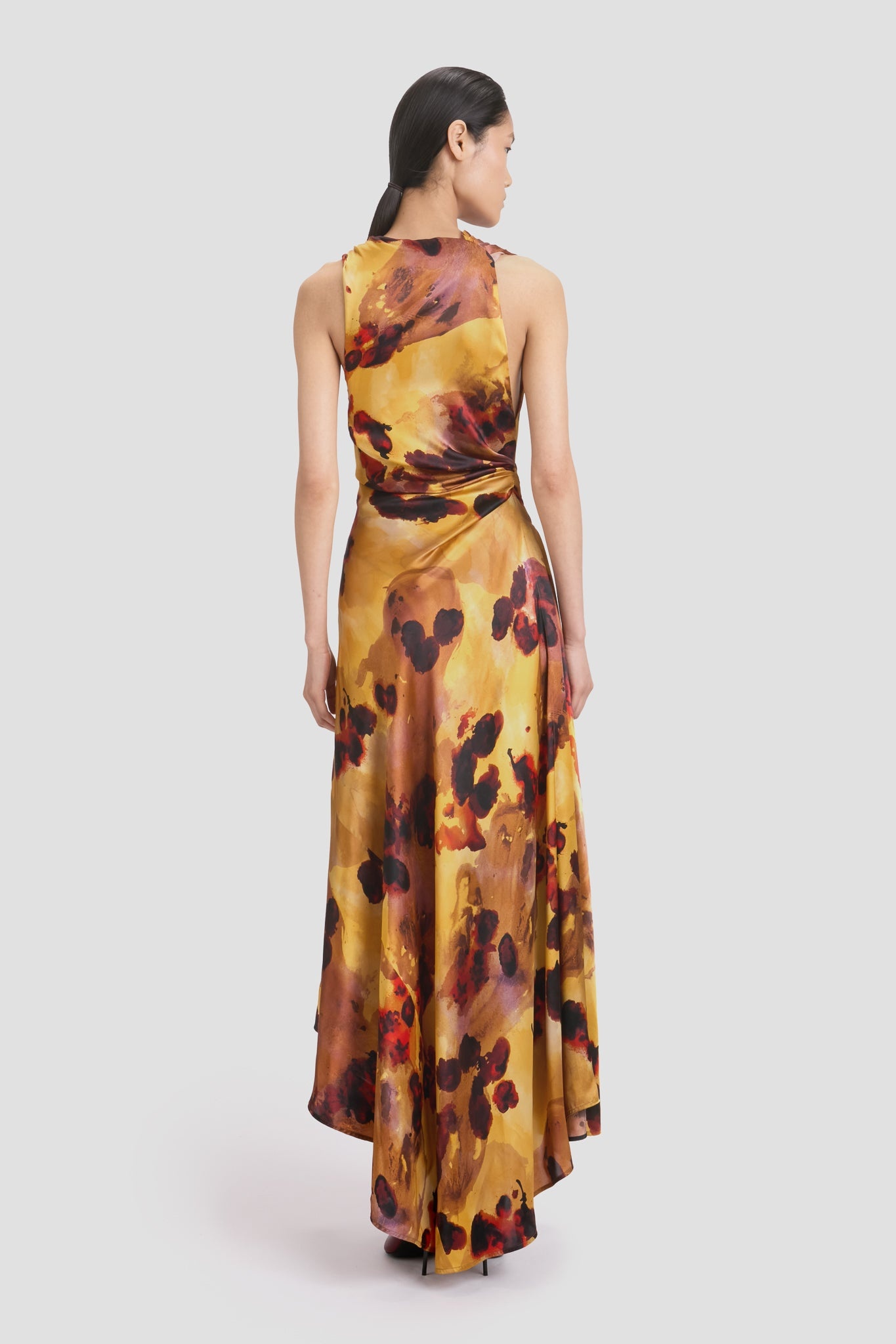Sleeveless Draped Midi Dress In Amber Floral Print - 6