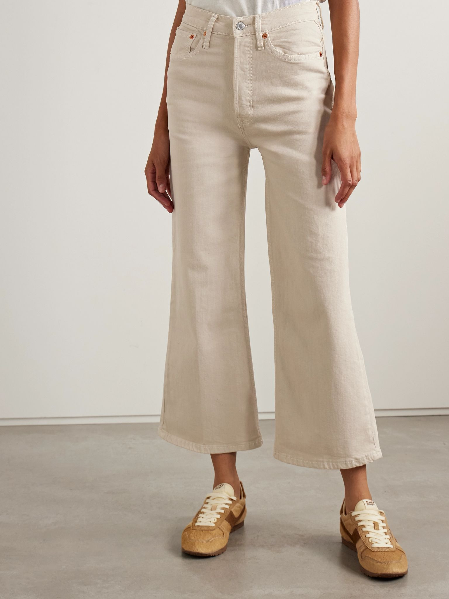Cropped high-rise flared jeans Off-white - 3