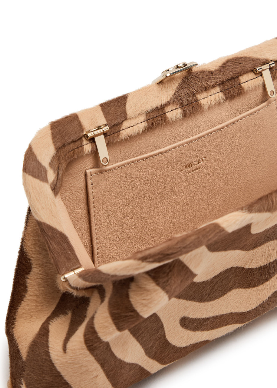 Jimmy Choo Skylar Zebra-print Calf Hair Clutch - 4