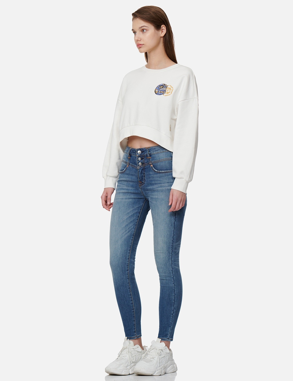LOGO-PATTERN SEAGULL PRINT SKINNY JEANS - 4