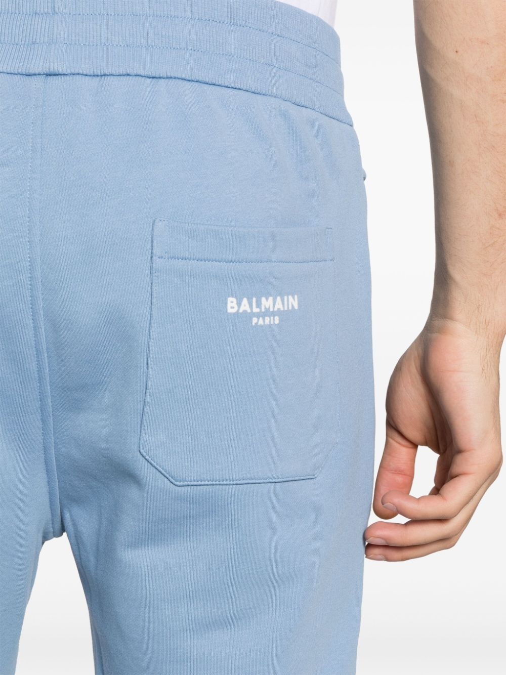 logo-flocked cotton track shorts - 5