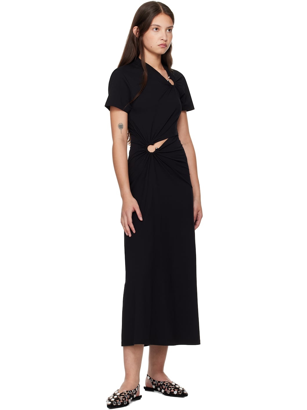 Black Long Piercing Maxi Dress - 4