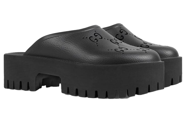 (WMNS) Gucci Platform Perforated G Sandal 'Black Rubber' 663577-JFB00-1000 - 2
