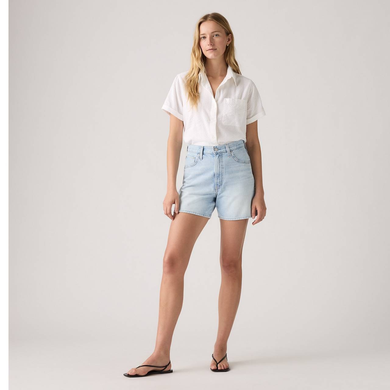 HIGH RISE CINCH MID-THIGH WOMEN'S SHORTS - 2