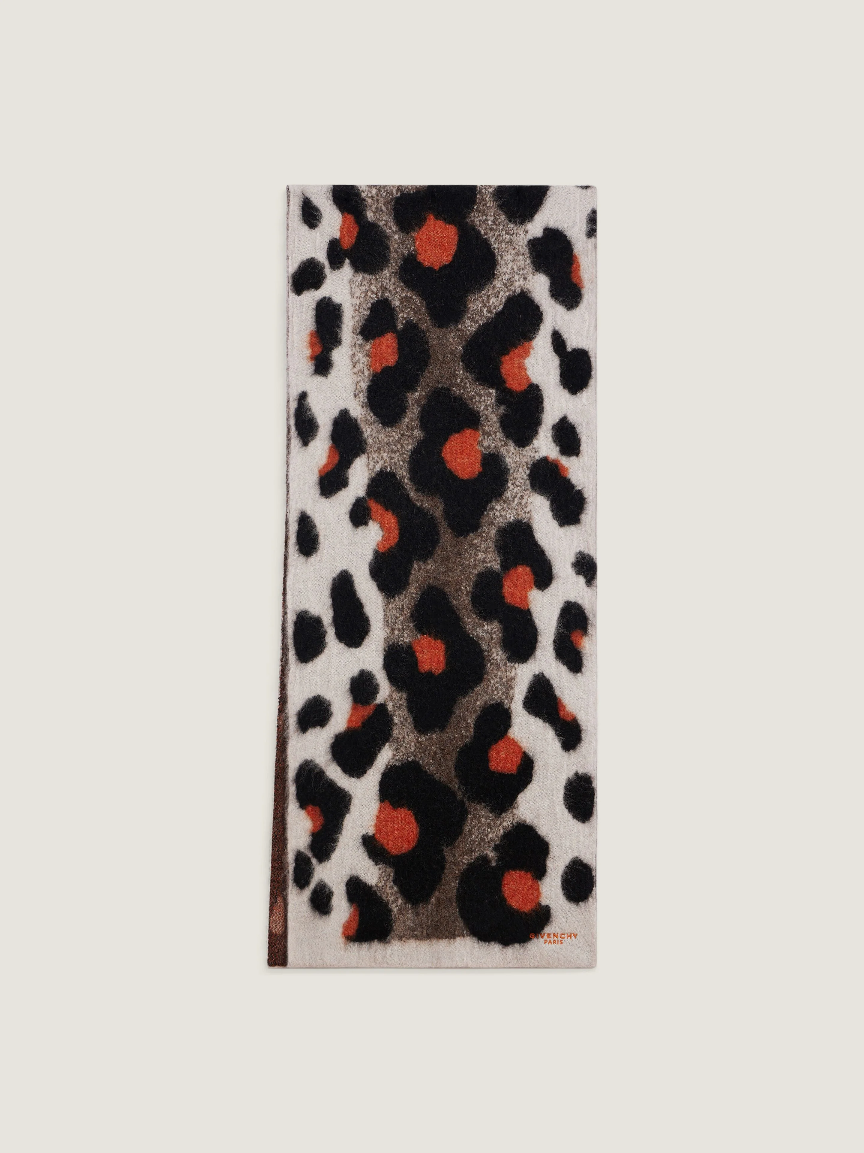 SCARF IN ALPACA WOOL WITH LEOPARD JACQUARD - 1