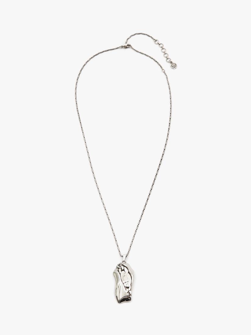 Crushed Chain Pendant Necklace in Antique Silver - 1