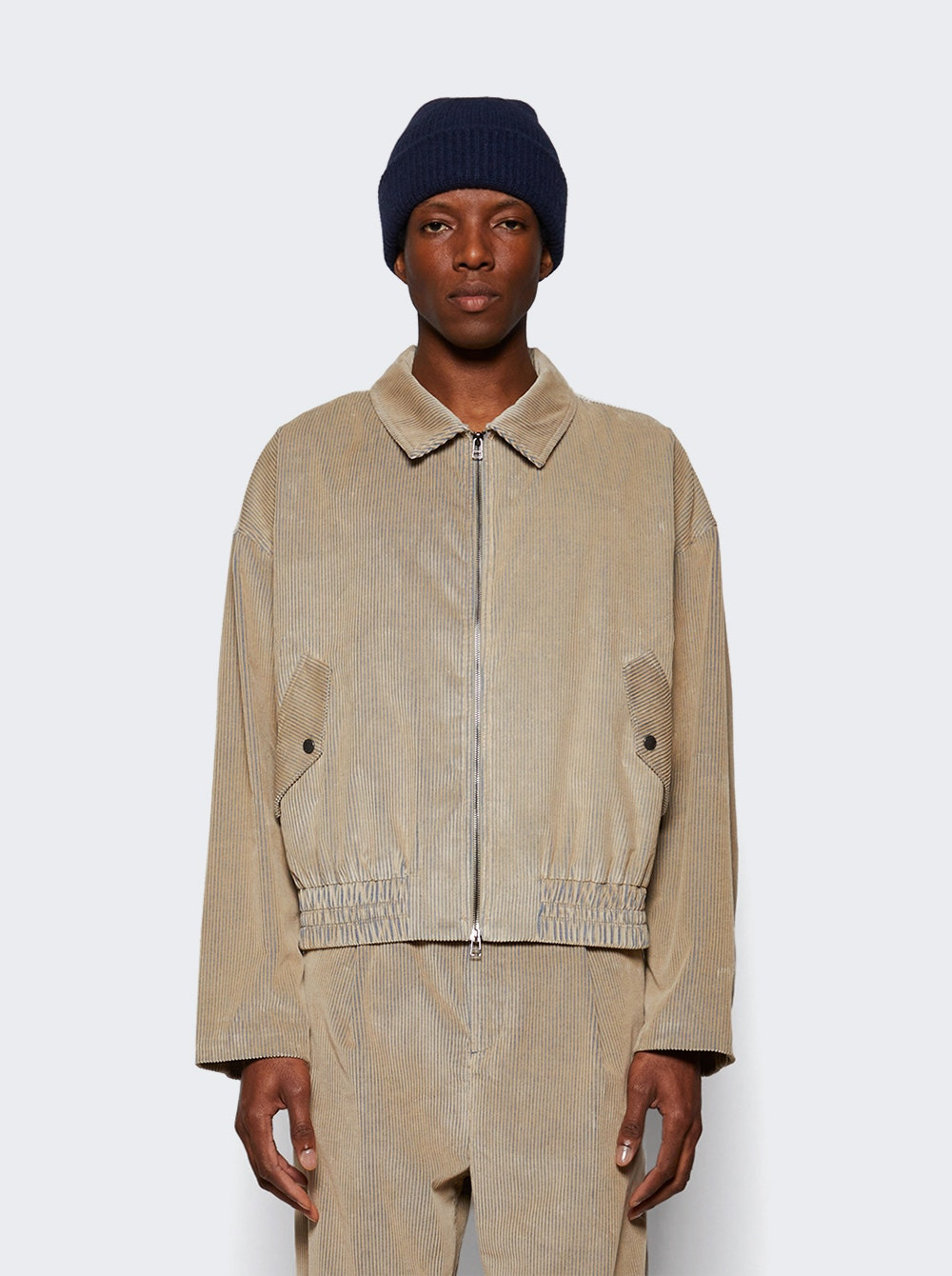 Wale Cord Jacket Silver And Camel - 2