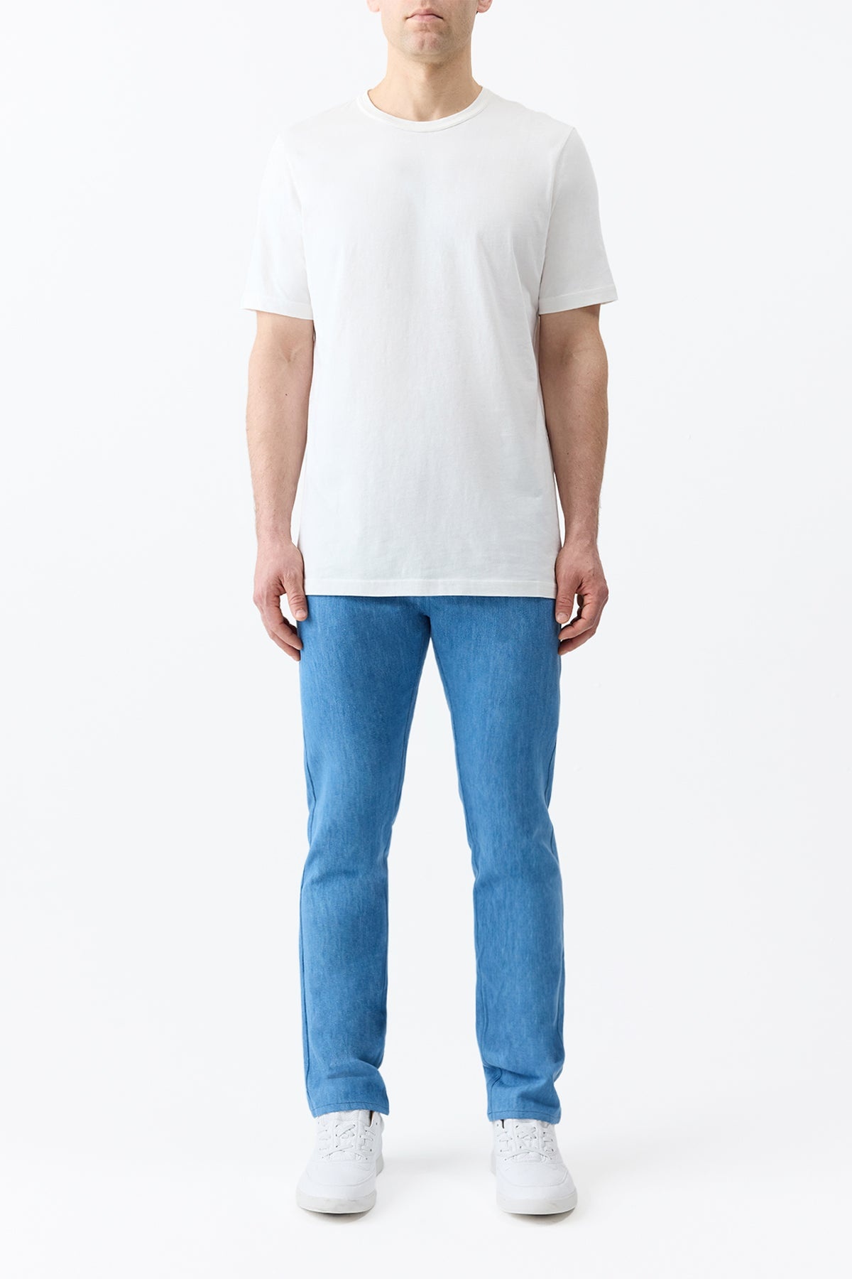 Anthony Five Pocket Pant in Light Blue Cotton Linen Denim - 3