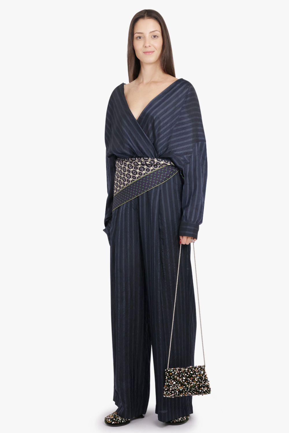 PILA STRIPE WIDE LEG PANT | NAVY - 2