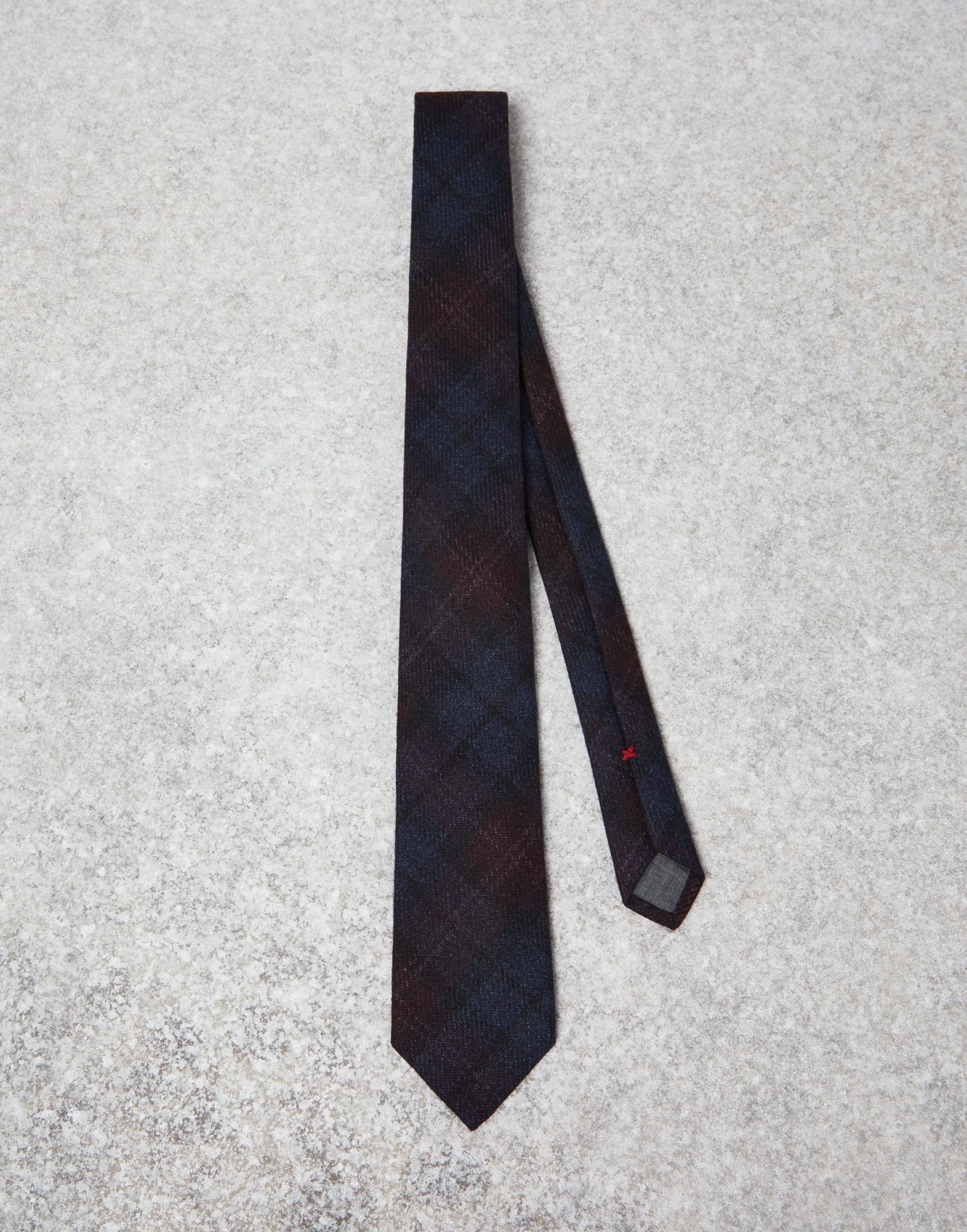 Wool, cashmere and silk tartan flannel tie - 1