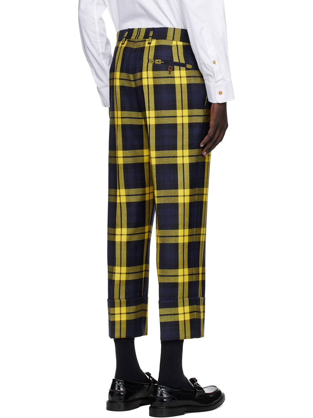 Navy & Yellow Cropped George Trousers - 3