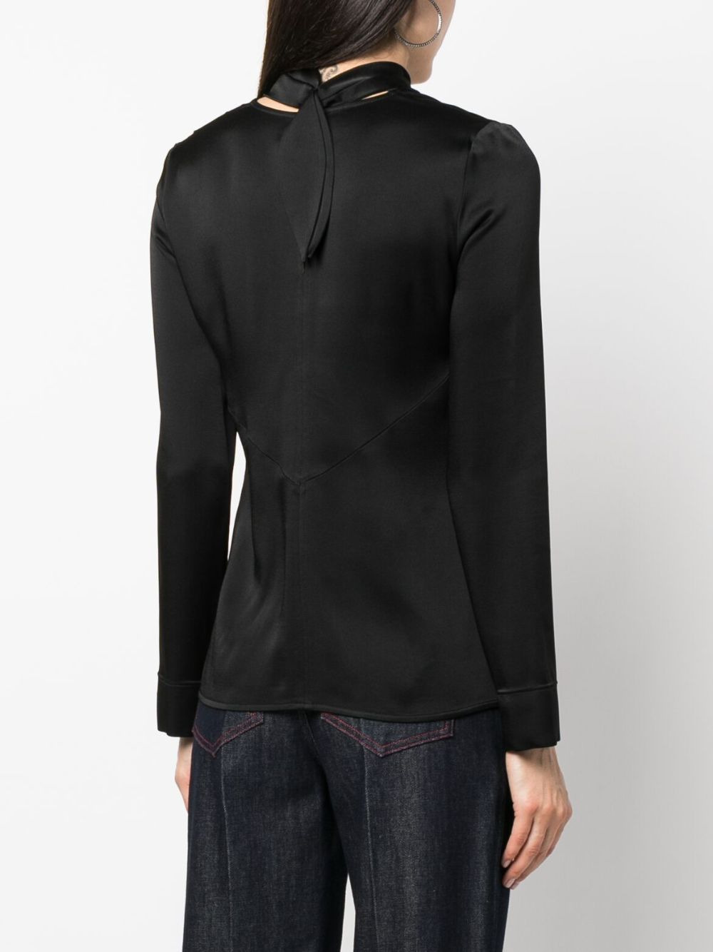 V-neck fringed satin blouse - 4