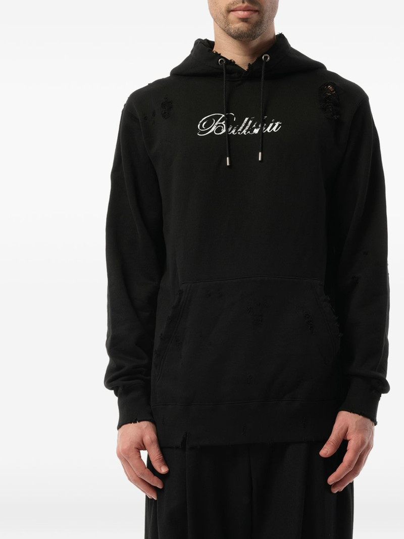 distressed logo-print hoodie 1