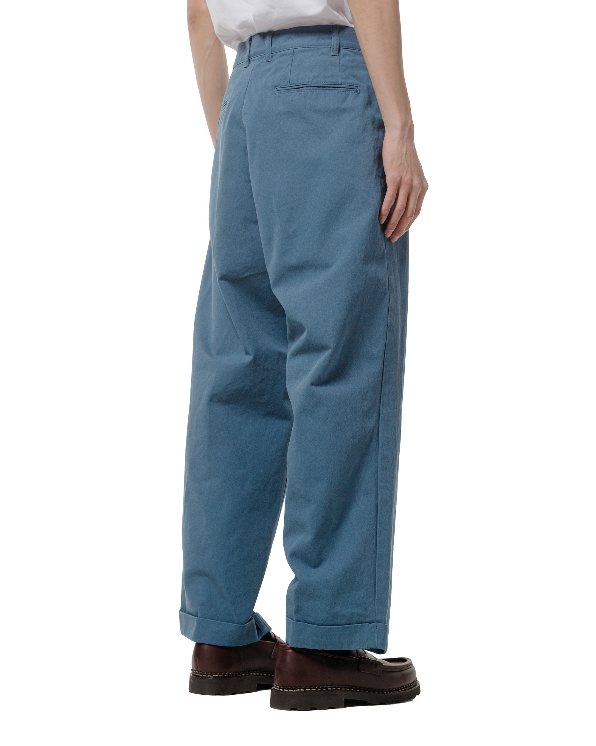 2Pleats Trousers Twill Bio Washed Sax - 3
