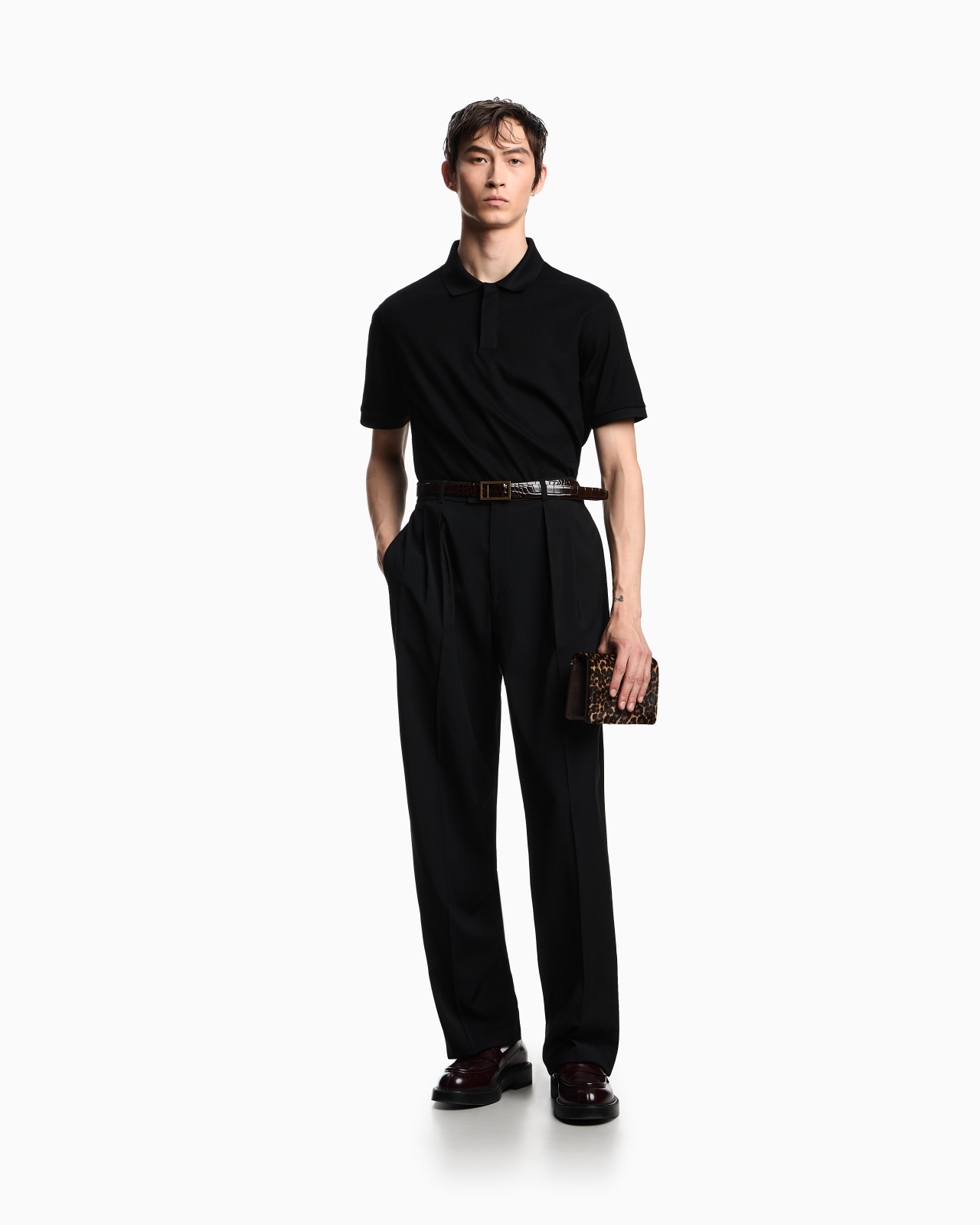 JERSEY POLO SHIRT WITH VERTICAL JACQUARD MOTIF - 2