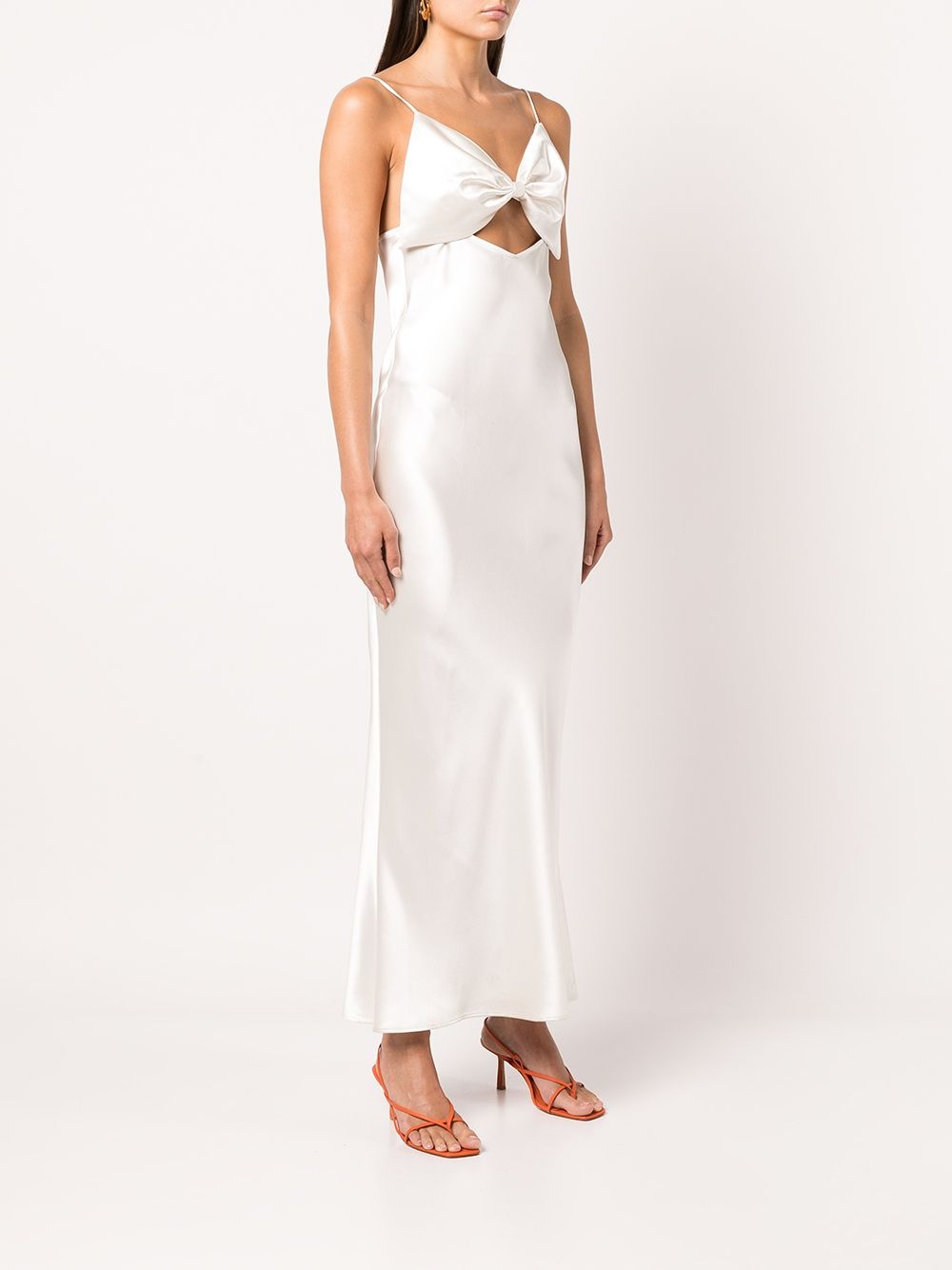 bow-embellished silk slip dress - 3
