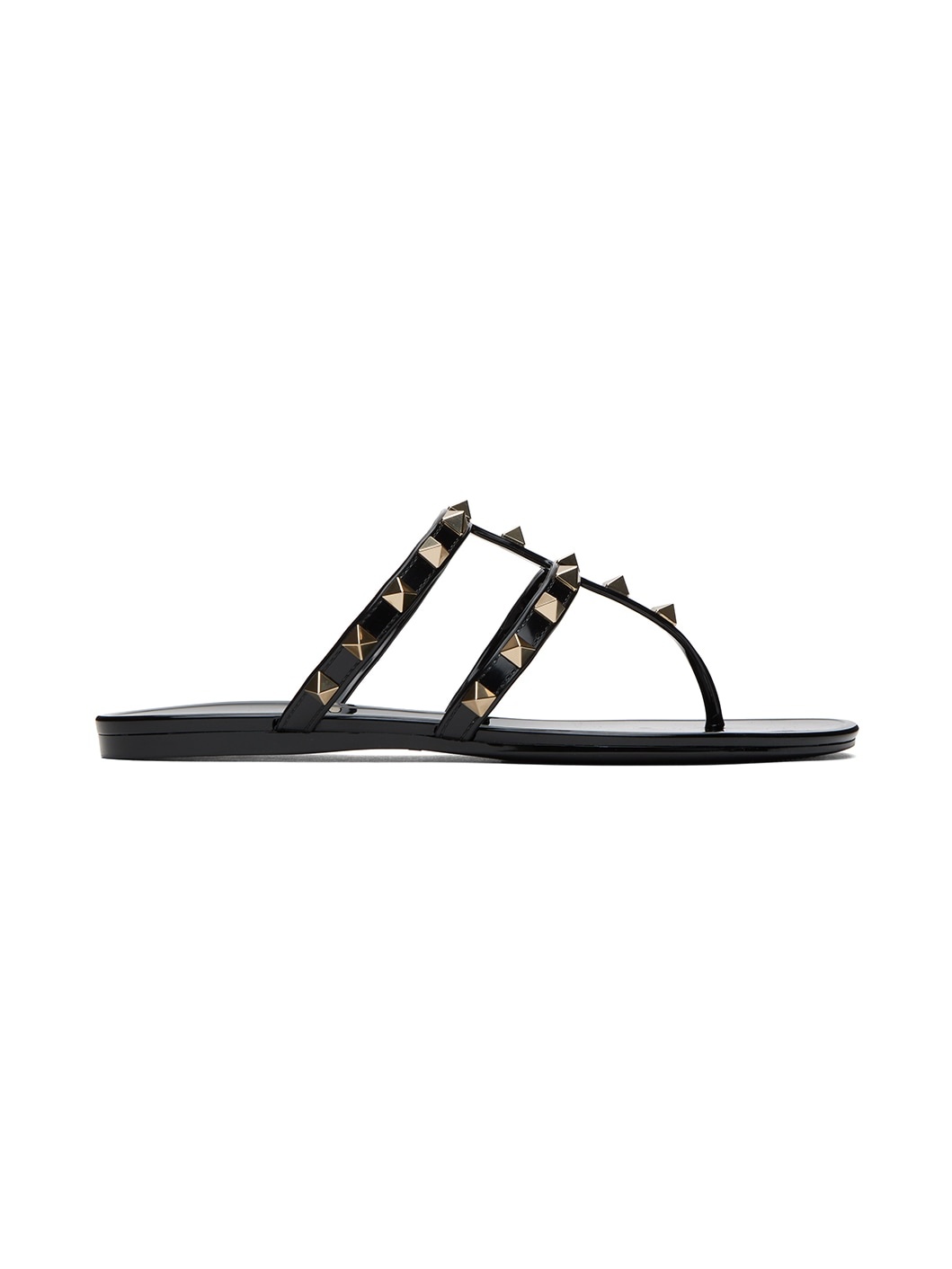 Black Rockstud Sandals - 1