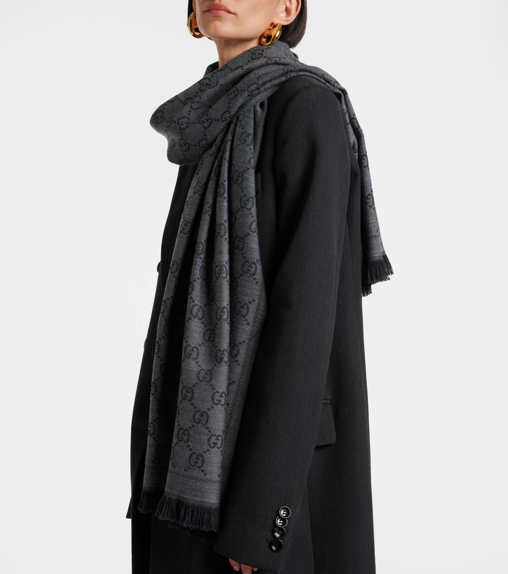 GG wool jacquard scarf - 3