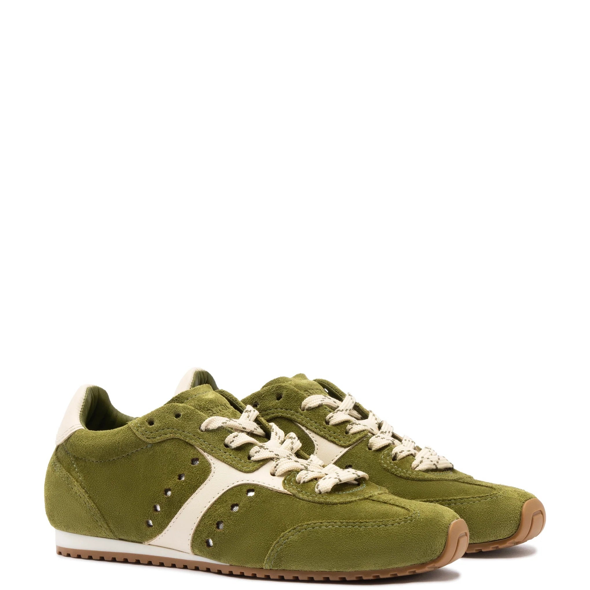 Larroude - Larroude Stella Sneaker In Seaweed Suede and Ivory Leather - 2