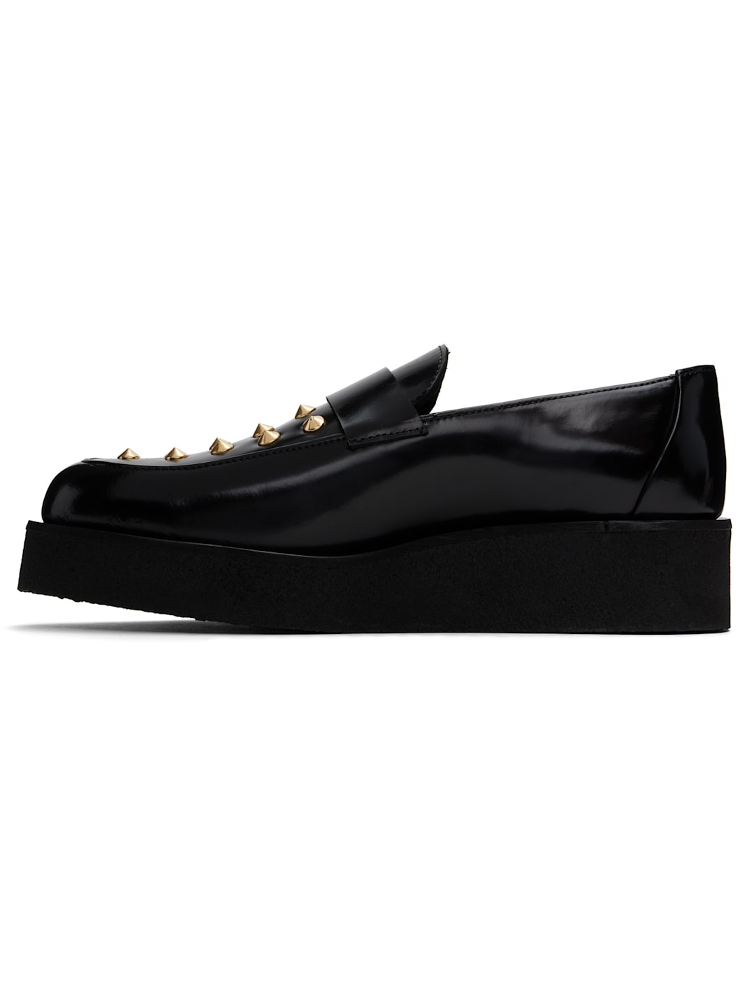 Black & Gold Creeper Studded Loafers - 3