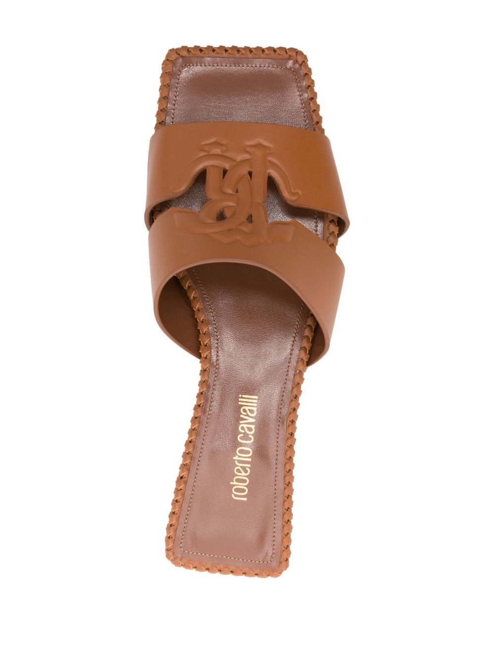 logo-embossed leather sandals - 4