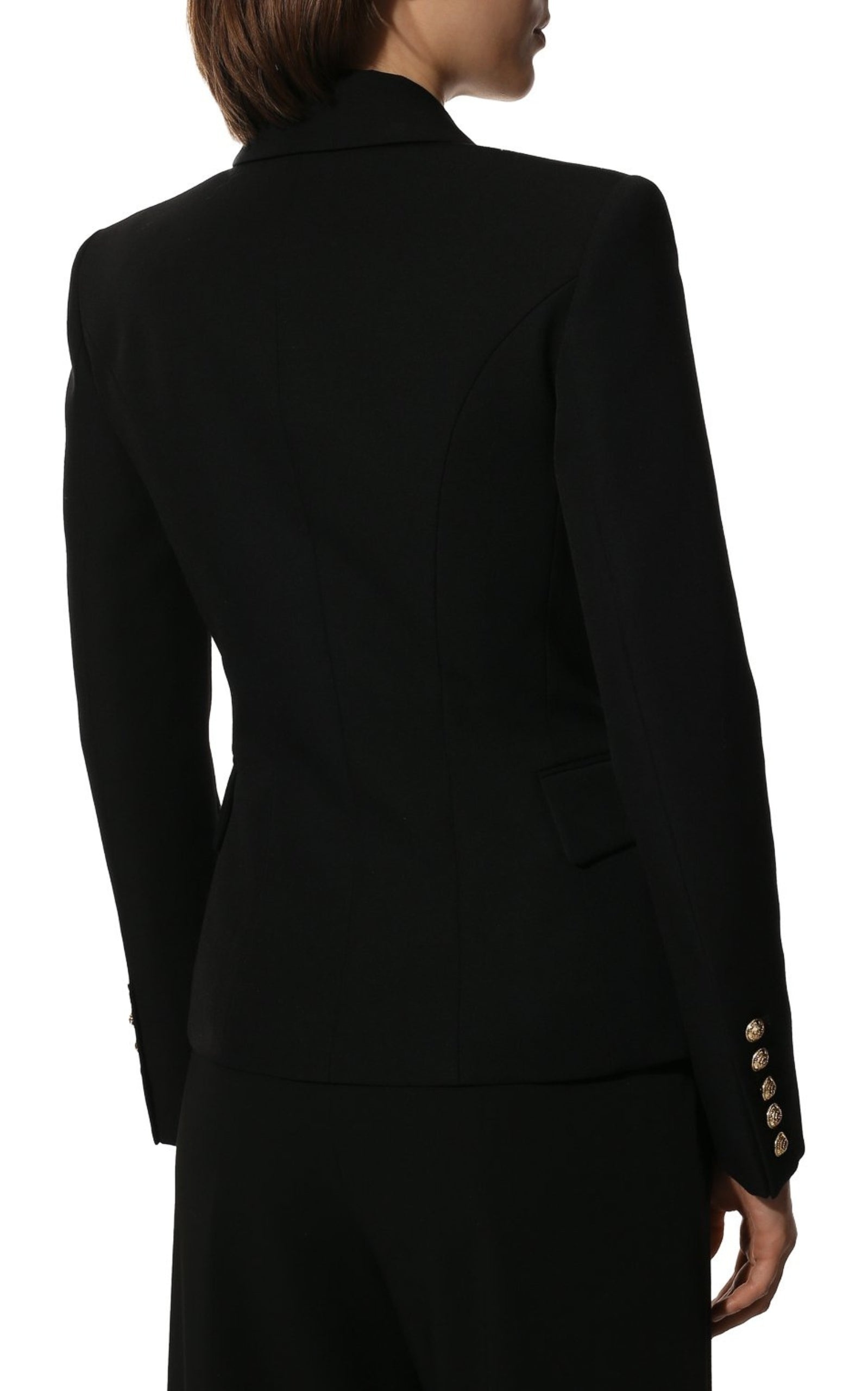 Black Wool Classic Double-Breasted Blazer Jacket - 4