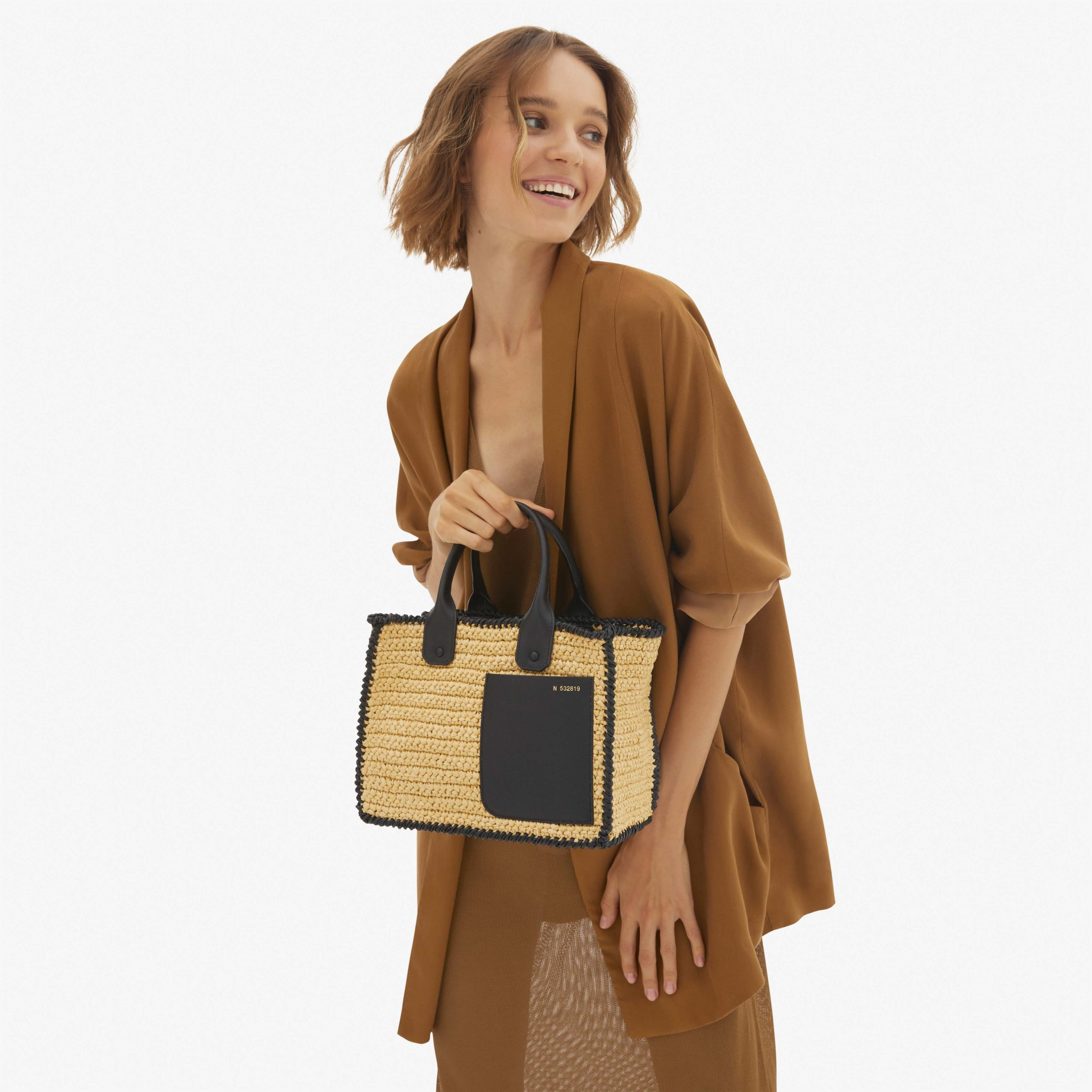 Valextra – Mini Soft Tote Raffia Crochet – Natural - 6