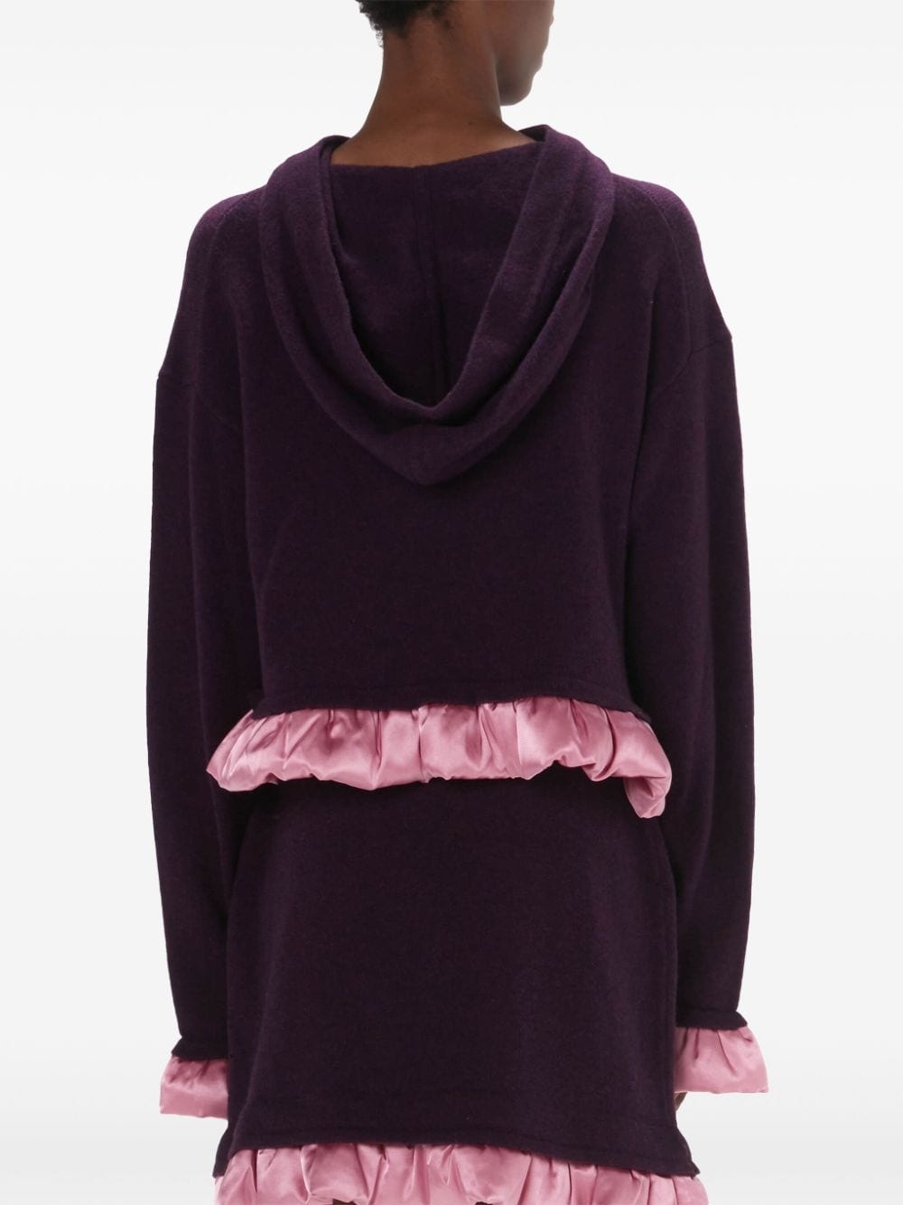 satin-trimmed cropped hoodie - 4