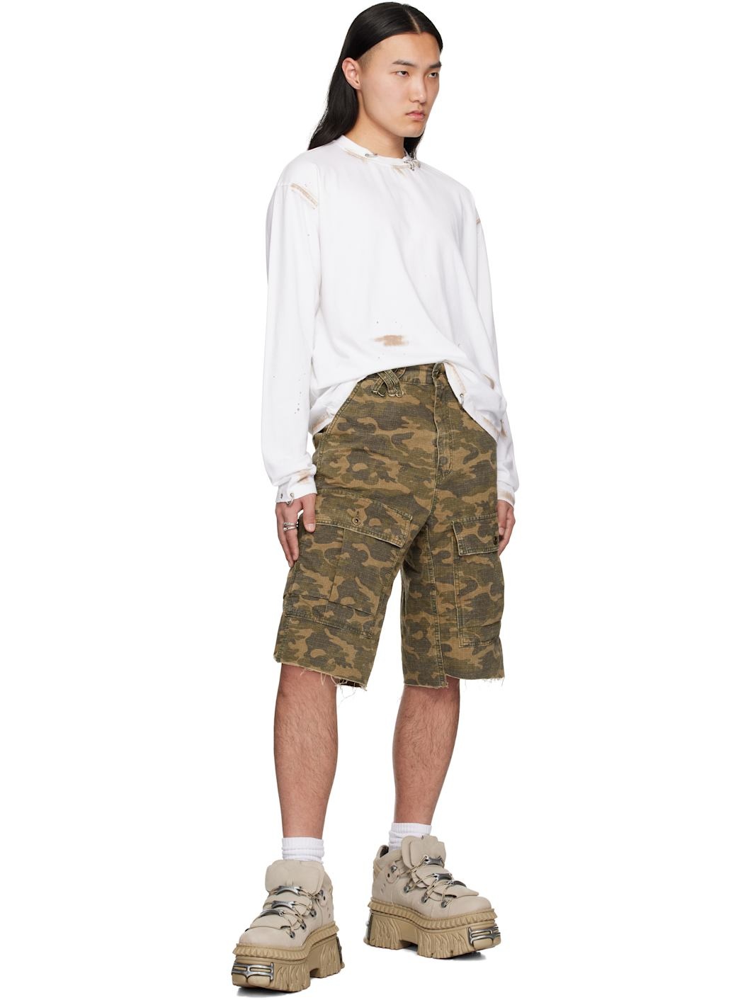 Khaki Camo Vintage Shorts - 4