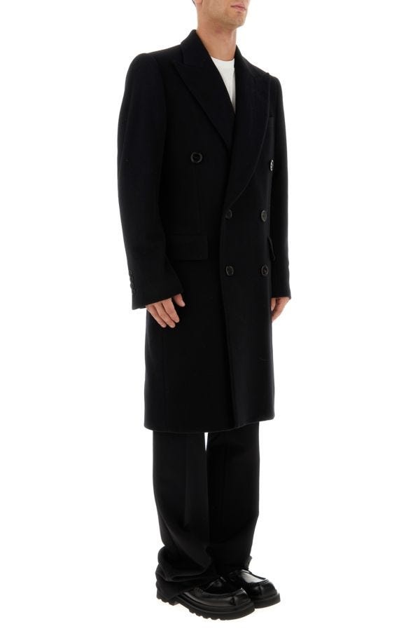 Black wool blend coat - 3