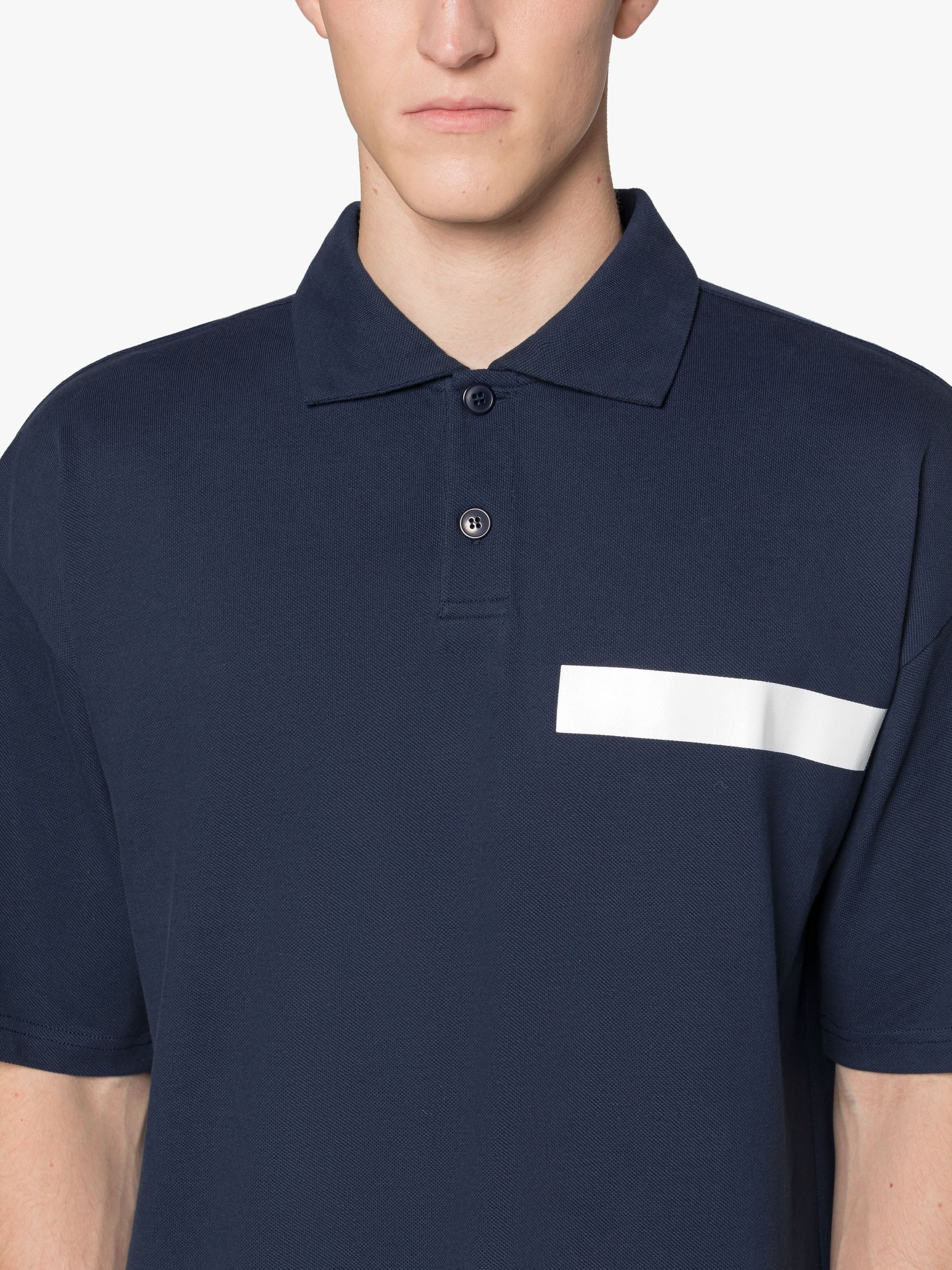 NAVY COTTON CUTAWAY COLLAR POLO SHIRT - 5