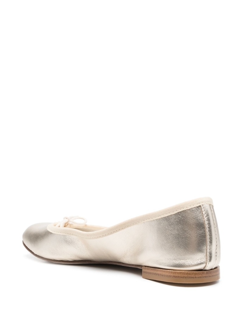 metallic bow-detail ballerina shoes - 3