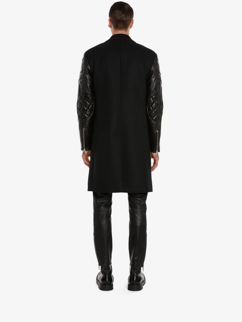 Hybrid Biker Sleeve Coat in Black - 4